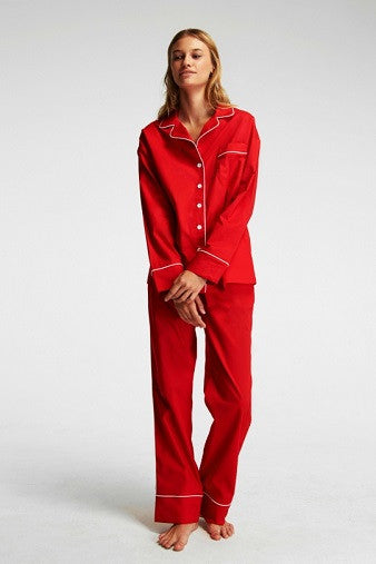 Luxury Silk Pajama Set in Garnet Red