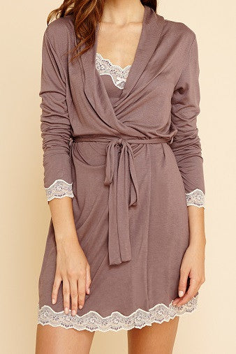 Eberjey Lady Godiva Classic Robe Pebble | Salamander Shop