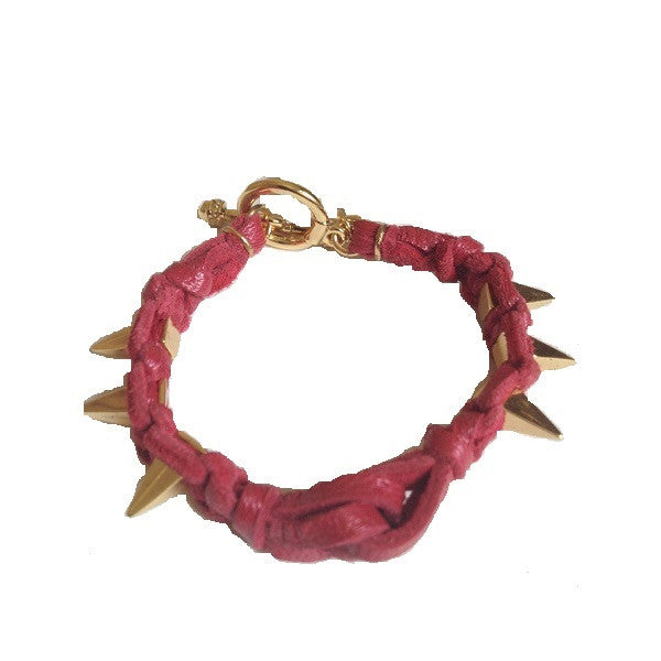 Ettika Leather Spike Bracelet Fuchsia Salamander Shop