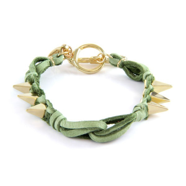 Ettika Leather Spike Bracelet Kiwi Salamander Shop