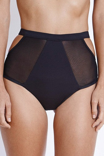 Fella Swim High-Waisted Bikini Bottom in Black Front Salamander Shop