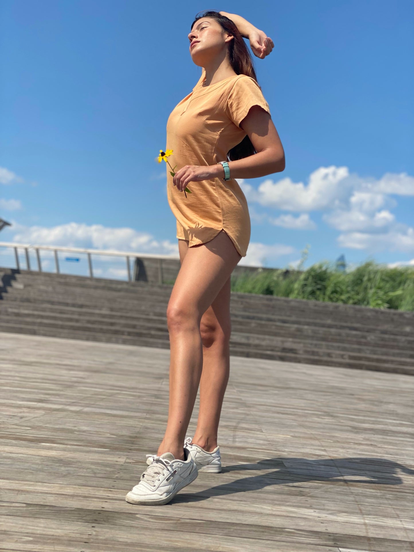 Salamander T-shirt Dress in Camel
