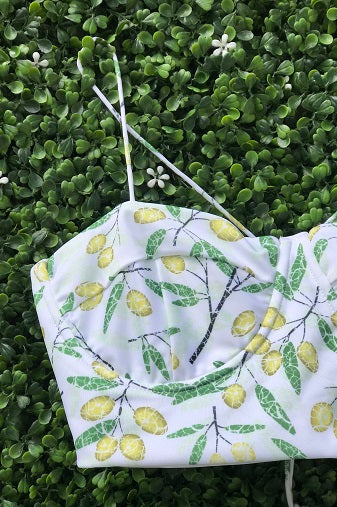 Salamander Bikini Positano Bustier in Greek Olives Print