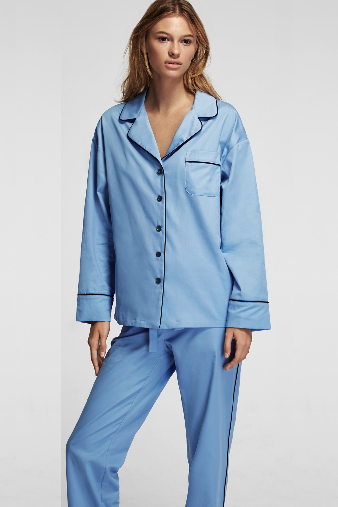 Sleeper Maria Blue Pajama Set with Pants Details | Salamander Shop