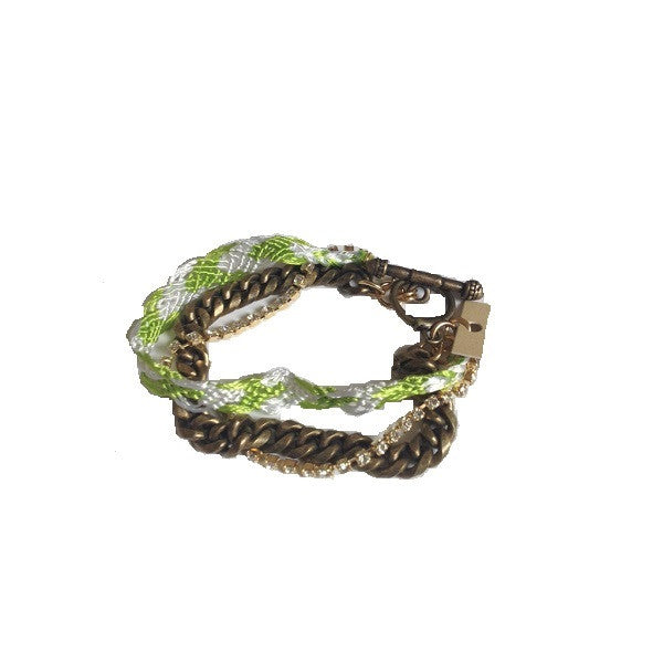 Salamander Ettika Gold Rhinestone Chain Friendship Bracelet Multi Lime