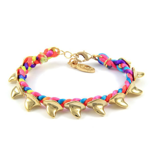 Ettika Shark Fin Beads Braided Multi Blend Satin Cord Bracelet Neon Salamander Bikini