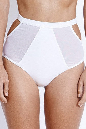 Fella Swim Finn High-Waisted Bikini Bottom White Front Salamander Shop