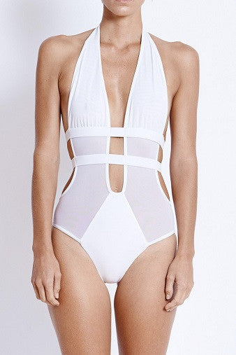 Fella Swim Finn One-piece in White Front Salamander Shop